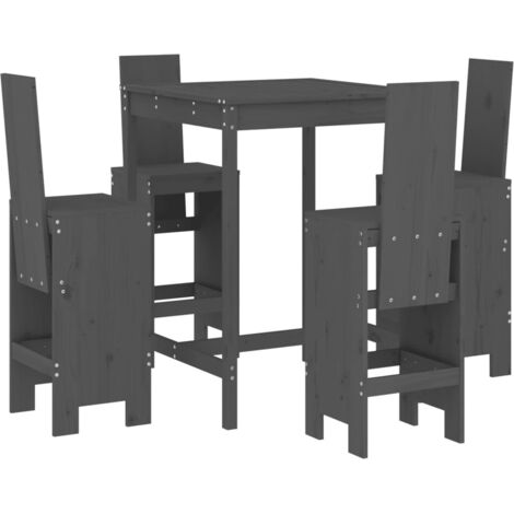 Maison Exclusive 5-tlg. Gartenbar-Set Grau Massivholz Kiefer