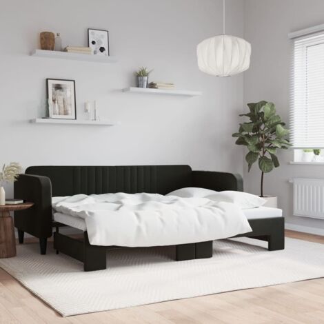 Tagesbett Ausziehbar Schwarz 80x200 cm Samt vidaXL