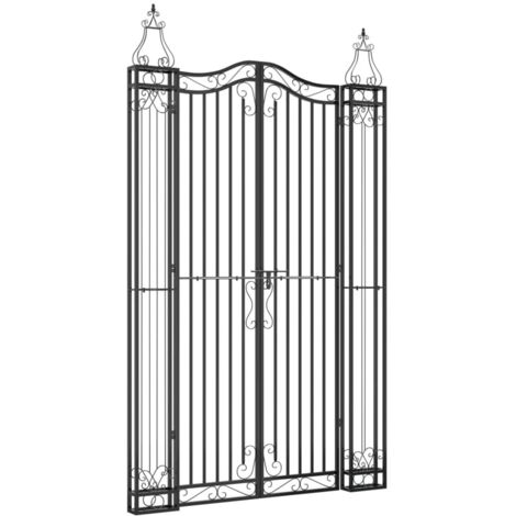 vidaXL Gartenpforte schwarz 121x8x200 cm Schmiedeeisen