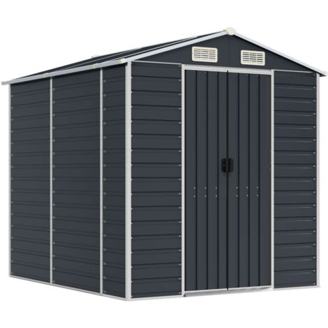 Vidaxl – Gerätehaus Anthrazit 191x215x198 cm – Verzinkter Stahl – Korrosionsschutz für Außenlagerung – Mit Eckenschutz (1/6)