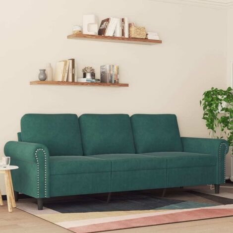 Dreisitzer Sofa Dunkelgrün 180 cm Samt