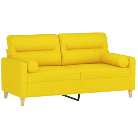 vidaXL 2-Sitzer Sofa mit Kissen in Hellgelb 140 cm Stoff (1/5)