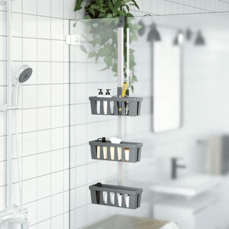 vidaXL Duscheinlage Regal 30x15x(67-105) cm Aluminium