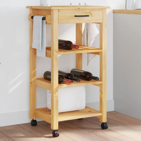vidaXL Küchenwagen MONZA Massivholz braun 48x40x90 cm
