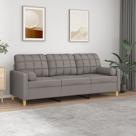 vidaXL 3-Sitzer mit dekorativen Kissen taupe 180 cm Stoff