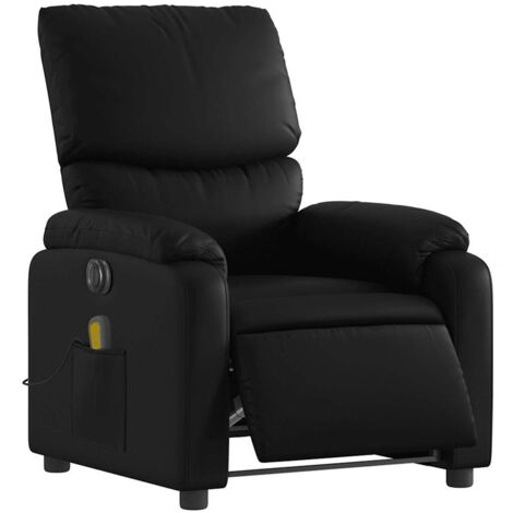 Elektro-Massage-Sessel mit Neigefunktion in Schwarz aus Kunstleder