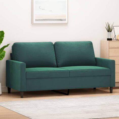 Zweisitzer Sofa Dunkelgrün 140 cm Velours