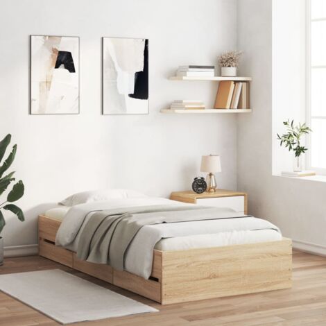Bettgestell mit Schubladen Eiche Sonoma 75x190cm Holzwerkstoff