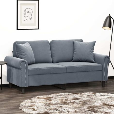 vidaXL 2-Sitzer Sofa mit Kissen dunkelgrau 140 cm Samt