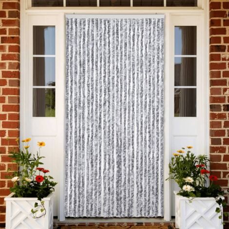vidaXL Fly Curtain White and Grey 100x230 cm Chenille