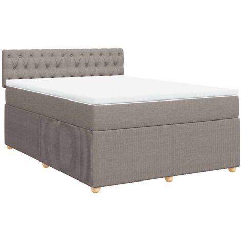 Lattenrostbett mit Matratze Taupe 160x200 cm Stoff (1/5)