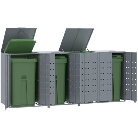 Mülltonnenbox für 4 Tonnen Grau 276x79x117 cm Stahl vidaXL