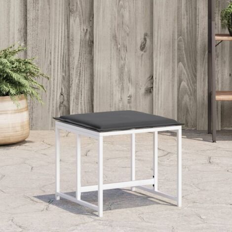 vidaXL Garden Stools with Cushions 4 pcs White Steel and Textilene