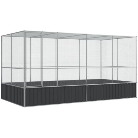 vidaXL Voliere mit Erweiterung Silber 418x207x212 cm Stahl
