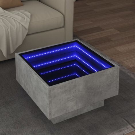 Couchtisch mit LED grau Beton 50x50x30 cm Ingenieurholz