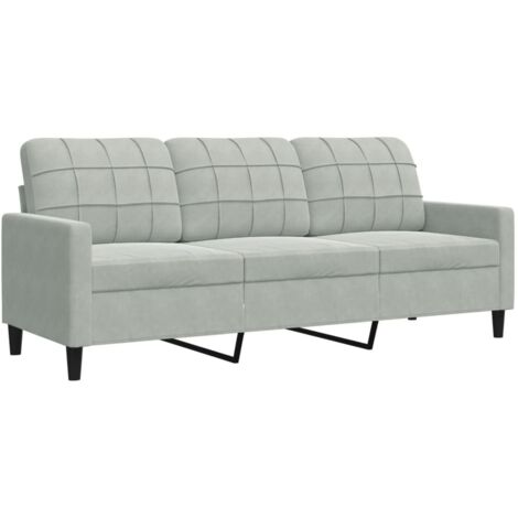3-Sitzer Sofa Grau Hell 180 cm Velvet