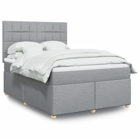 Boxspringbett mit Matratze Hellgrau 140x190 cm Stoff vidaXL