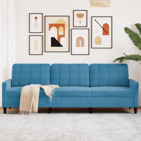 3-Sitzer Sofa Blau 210 cm Samt