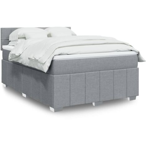 vidaXL Lattenrost-Bett mit Matratze Hellgrau 160x200cm Stoff