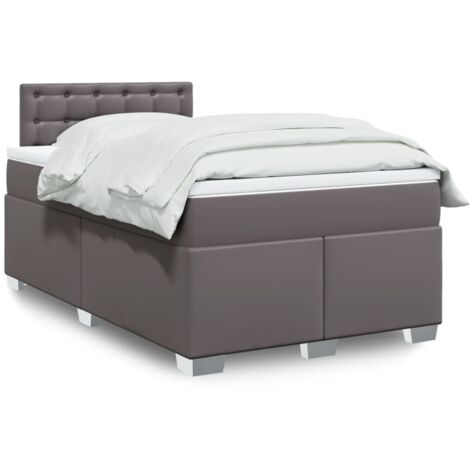 Bett mit Lattenrost und Matratze Grau 120x200 cm Kunstleder