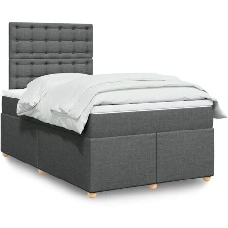 Lattenrostbett mit dunkelgrauem Matratze 120x190cm Stoff