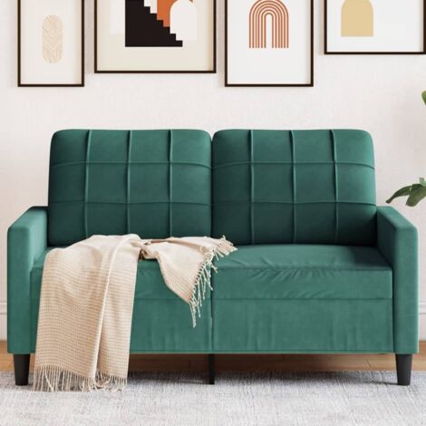 vidaXL 2-Sitzer Sofa Dunkelgrün 120 cm Samt