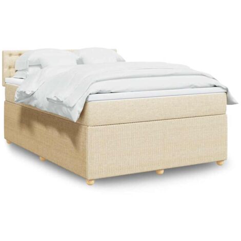 Lattenrostbett mit Matratze Creme 160x200 cm Stoff (1/5)