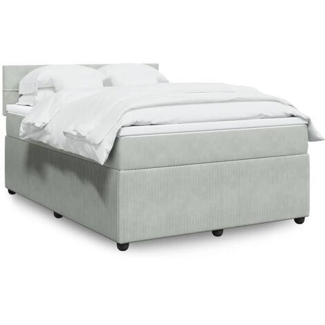 vidaXL Lattenrostbett und Matratze Hellgrau 140x200cm Samt