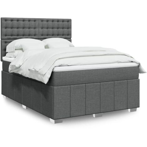 Bettgestell mit Lattenrosten und Matratze Dunkelgrau 160x200cm Stoff (1/5)