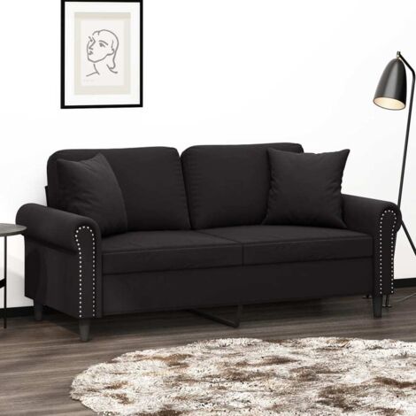 vidaXL 2-Sitzer Sofa mit dekorativen Kissen schwarz 140 cm Samt