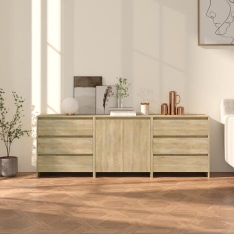 Buffets 3 Stück Sonoma-Eiche Ingenieursholz
