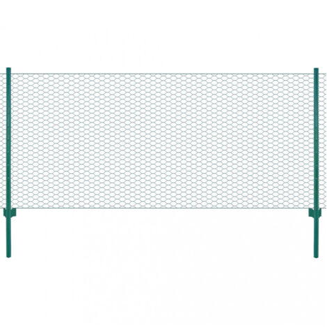 vidaXL Wire Mesh Fence with Posts Steel 25x0,5 m Green