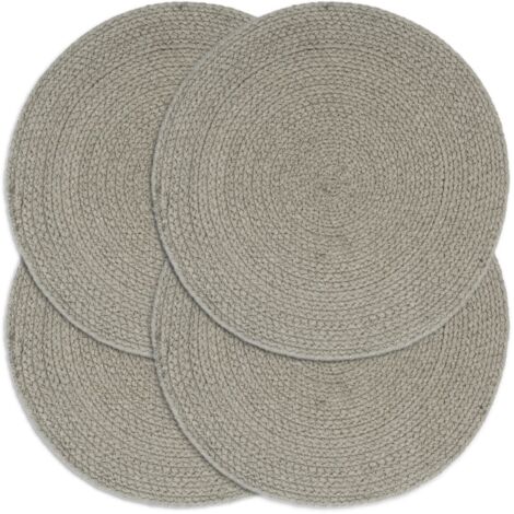4er-Set Runde Platzsets Grau 38 cm Baumwolle