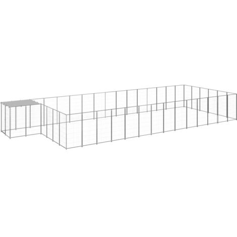 Hundezwinger Silbern 26,62 m² Stahl vidaXL