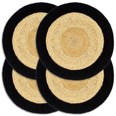 vidaXL Tischuntersetzer 4 Stück Natur und Schwarz 38 cm Jute und Baumwolle
