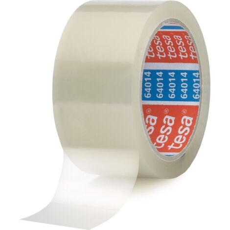 tesapack 64014 Verpackungsklebeband 66m x 50mm – braun – für leichte Versandschachteln – hohe Transparenz – einfache manuelle Verarbeitung (1/3)