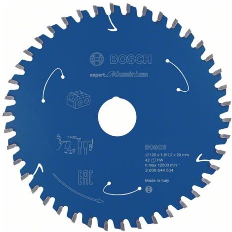 Bosch Kreissägeblatt für Akkusägen Expert for Aluminium, 120 x 1,8/1,2 x 20, 42 Zähne