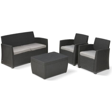 Keter Corona Gartenmöbelset grau für 4 Personen aus Kunstharz (1/4)
