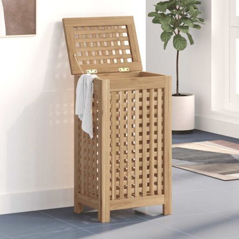vidaXL Wäschekorb 35x25x60 cm aus massivem Teakholz