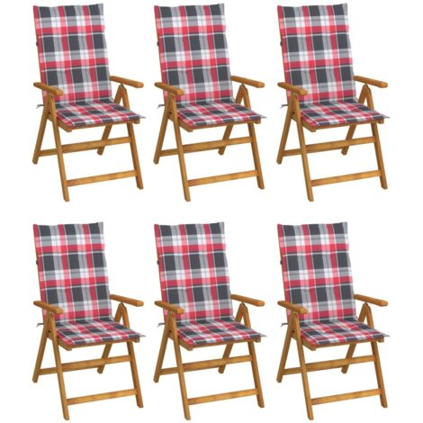 Klappstühle für den Garten Set von 6 mit Kissen aus Akazienholz