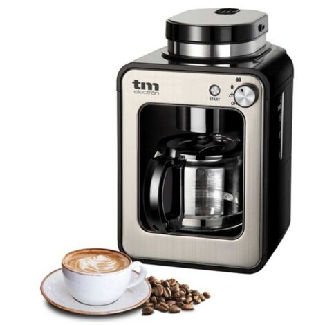 TM Electron TMPCF020S Mini Kaffeemaschine de Drip mit Bohnenmahlwerk, 4 Tassen, 600W und waschbarem Filter Compatible mit gemahlenem Kaffee, 600 W, 6 Tassen, Edelstahl, Silber
