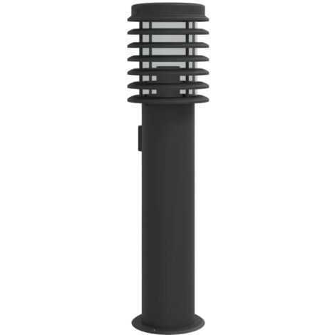 Outdoor-Stehlampe mit Steckdose Schwarz 60 cm Edelstahl