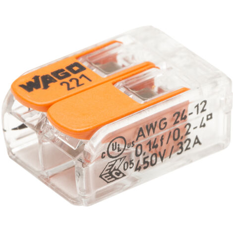 WAGO-AUTOMATIK-ANSCHLUSSKLEMMEN TOPF MIT 15 KLEMMEN 2 EINGÄNGE S221 WAG009454