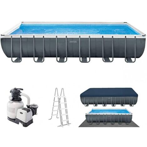 Intex Ultra XTR Frame Schwimmbad 732x366x132 cm – Rechteckig – 31.805 l Volumen – Korrosionsbeständiger Stahl – 7.900 l/h Filtersystem (1/5)