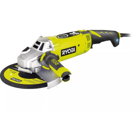 RYOBI - Winkelschleifer 2 000 W 230mm - 180° Griff - schockresistentes Gehäuse + Koffer, Metallscheibe 230mm & Dienstleistungswerkzeug - EAG2000RS
