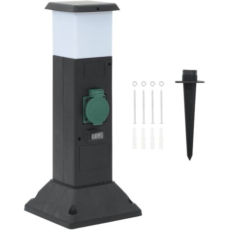 vidaXL Outdoor Socket Column with Lamp and Spike 2-Way 16x16x39,5 cm