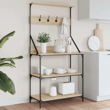 Backregal mit 4 Ebenen und Haken aus Ingenieurholz
