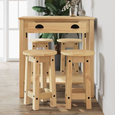 5-teiliges Bar-Set aus massivem Kiefernholz