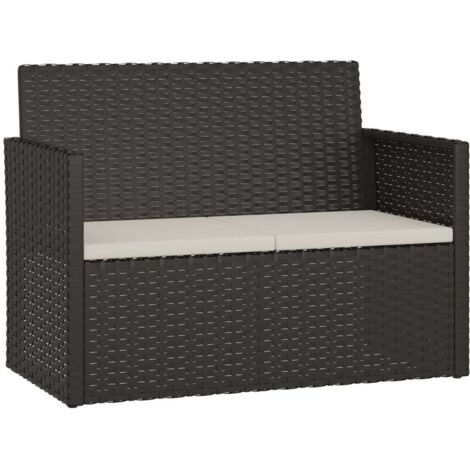 vidaXL Garden Bench with Cushions Black 105 cm Poly Rattan