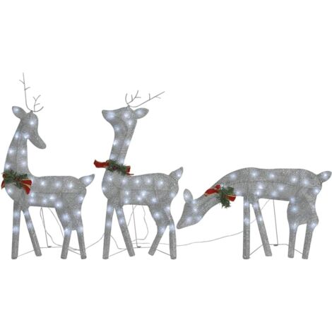 vidaXL Christmas Reindeer Family 270x7x90 cm Silver Cold White Mesh